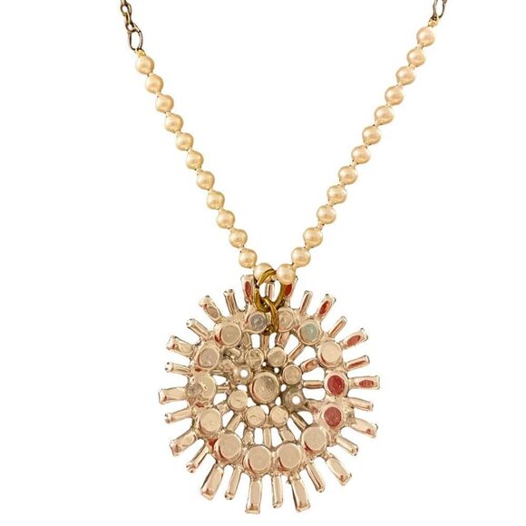 Handmade Vintage Rhinestone Pendant Statement Necklace on unique chain. - Picture 5 of 5